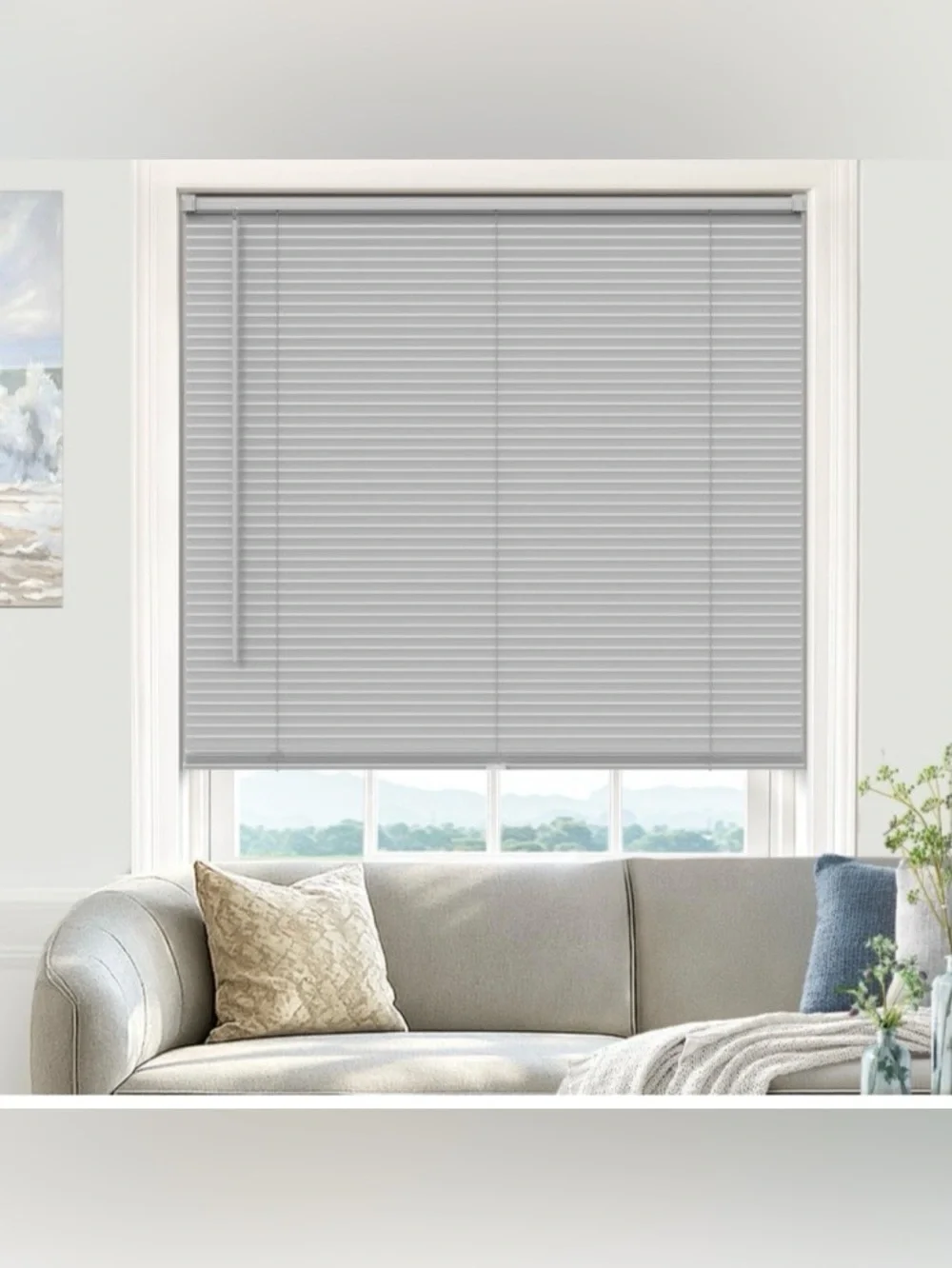 Cordless Vinyl Mini Blinds Fade & Warp Resistant - GRAY